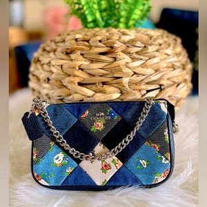 NWT Coach Chain Denim Patchwork Large Wristlet